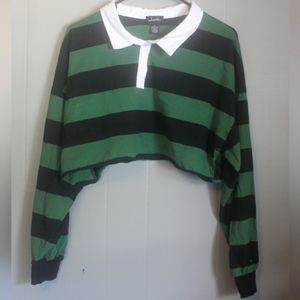 Justify rugby style long sleeve cropped dark green and black pollo